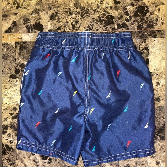 Nautica Toddler Swim Trunks 2T Navy with Multi-Color Nautica Logo - Picture 4 of 6